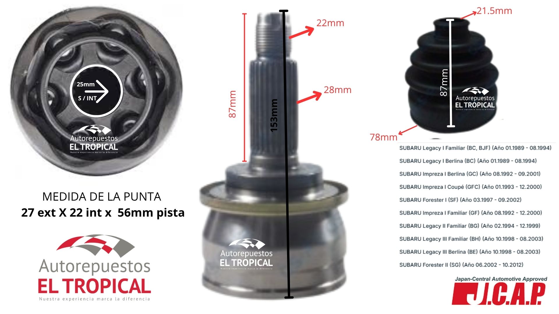 PUNTA EJE EXTERNA SUBARU LEGACY / FORESTER