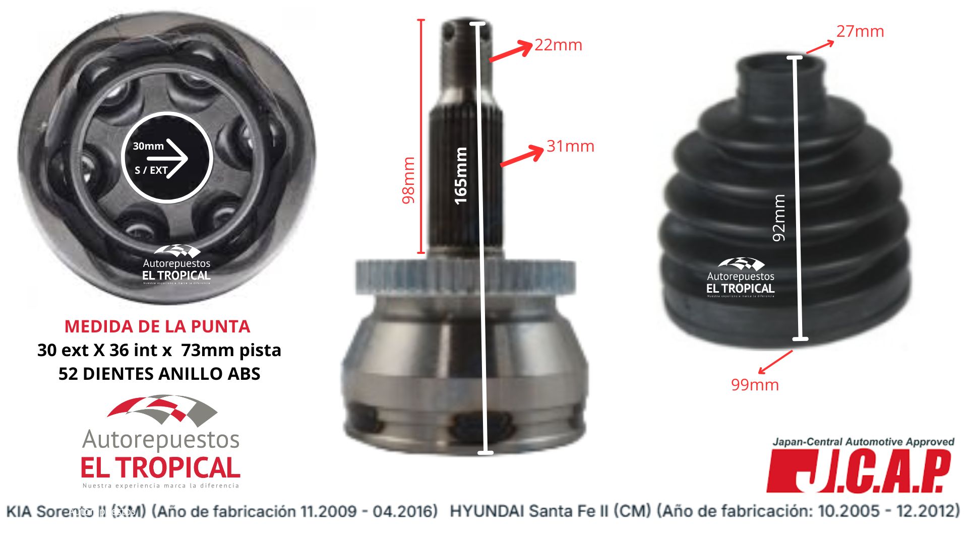 PUNTA EJE EXTERNA C/ABS HYUNDAI SANTA FE