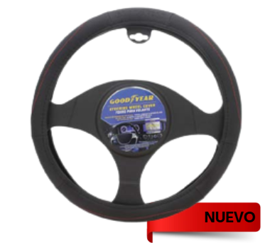 FORRO DE VOLANTE NEGRO/ROJO CUERO