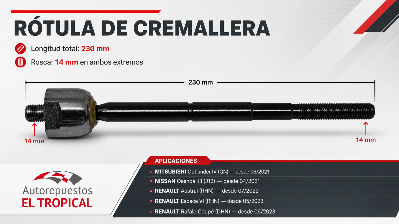 Rotula de cremallera SR-B380 OUTLANDER 21-