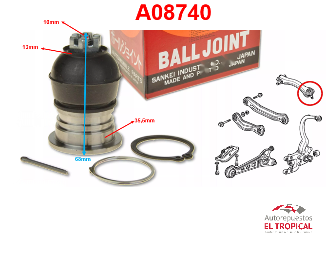 ROTULA SUSPENSION .TRAS.ACCORD 90-SB-6185
