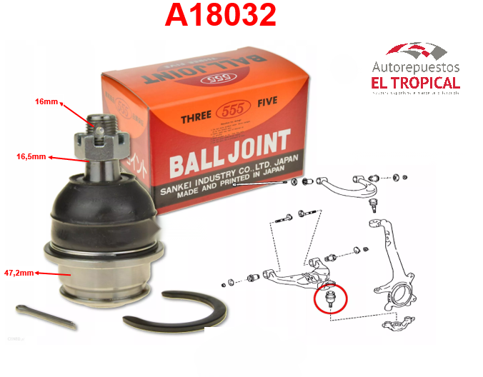 ROTULA DE SUSPENSION INFERIOR HILUX 2WD 04 SB-3882
