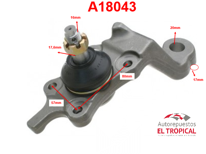 ROTULA DE SUSPENSION INFERIOR TACOMA 95-03 4WD .SB-3792R-M