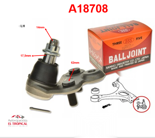 ROTULA DE SUSPENSION INFERIOR LH CIVIC 05-SB-6382L