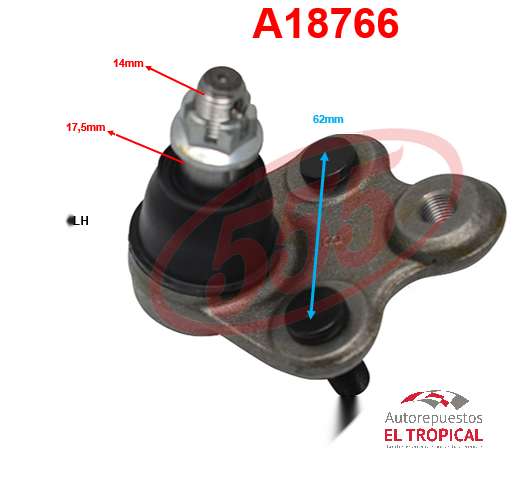 SB-H024L  ROTULA DE SUSPENSION INFERIOR  LH  CRV 10-