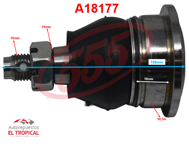 ROTULA DE SUSPENSION INFERIOR SB-A372 HIACE 19-