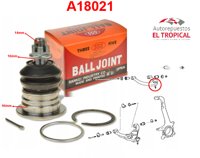 ROTULA DE SUSPENSION SUPERIOR.PRADO/ 4RUNNER 02-SB-3841