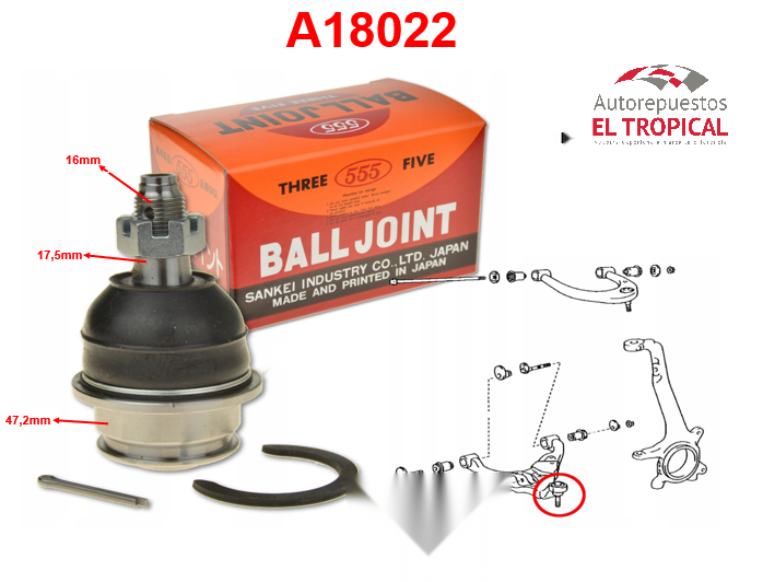 ROTULA DE SUSPENSION INFERIOR PRADO 4 RUNNER 02-SB-3842