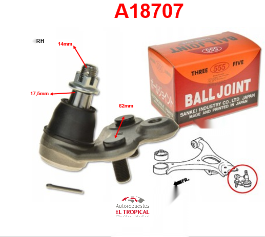 ROTULA DE SUSPENSION INFERIOR RH CIVIC 05-SB-6382R