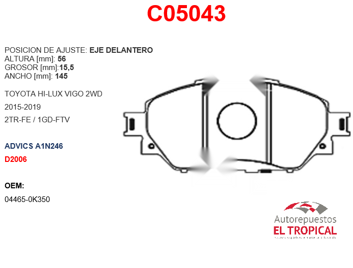 FIBRA DE DISCO VIGO 2WD (GUN122-123) 15-