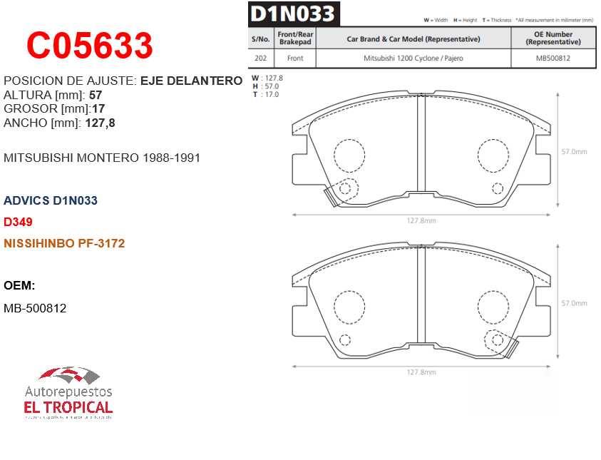 FIBRA DE DISCO MONTER,L200,300 88-91/D349/