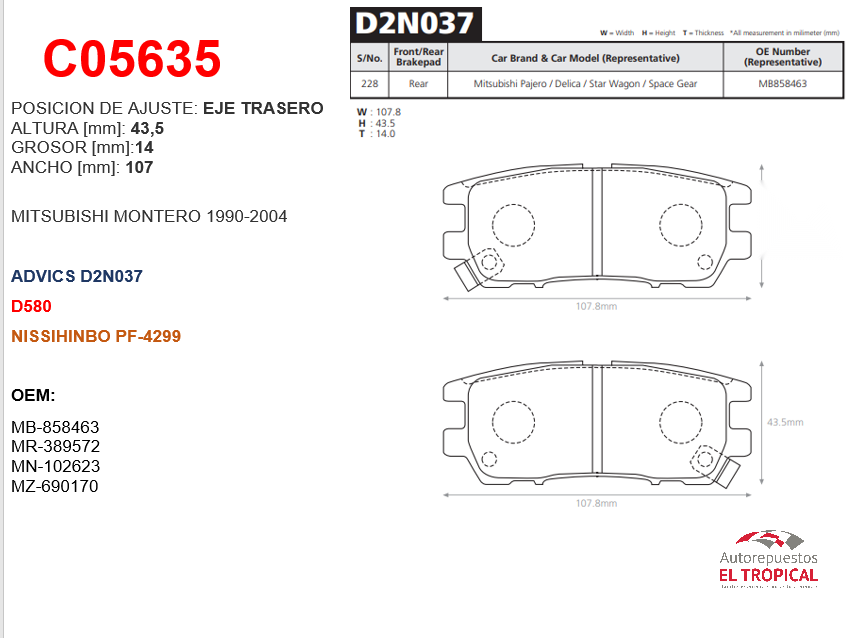 FIBRA DE DISCO MONTERO 90- TRAS/D567/PF3280