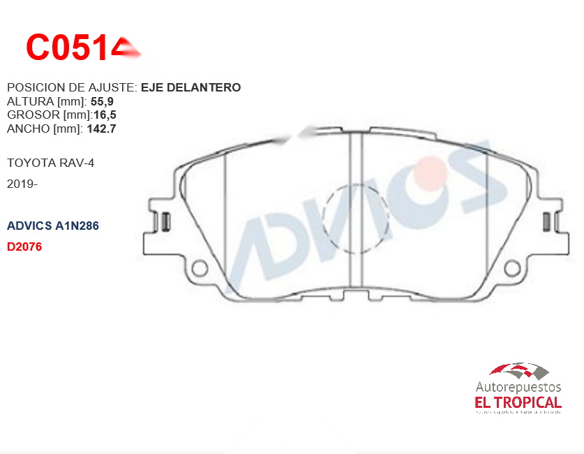 FIBRA DE DISCO DLNT. RAV4 19-