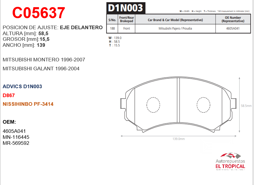 FIBRA DE DISCO MONTERO 97-D867/PF3414