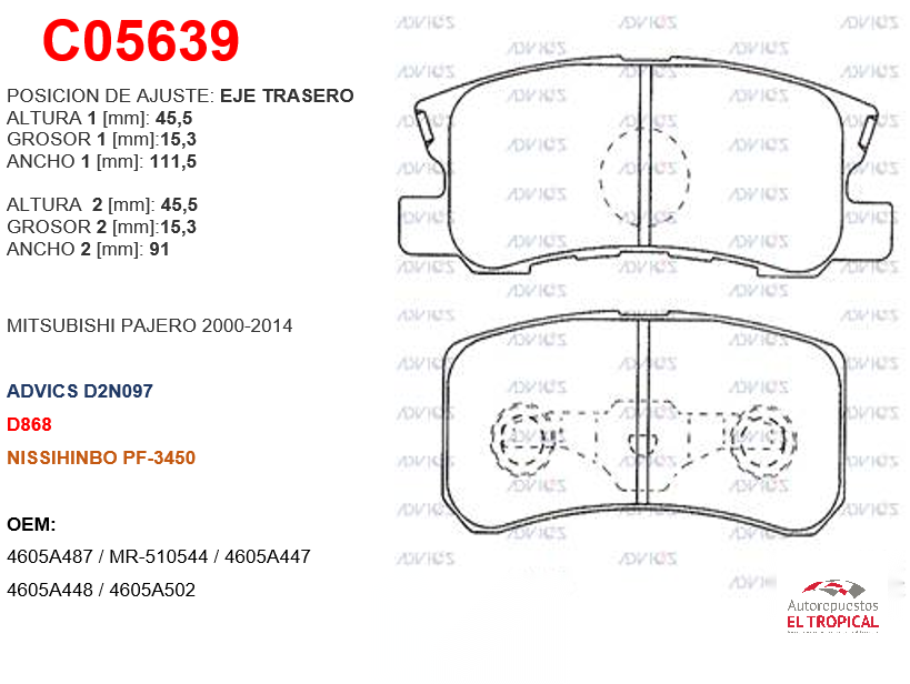 FIBRA DE DISCO MONTERO 99-05,OUTLANDER