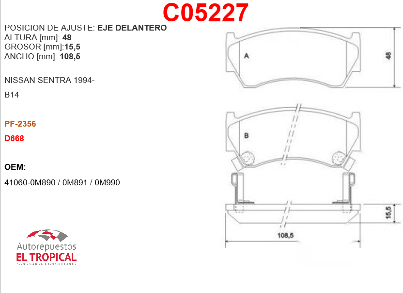 FIBRA DE DISCO DLNT. B14 94- D668