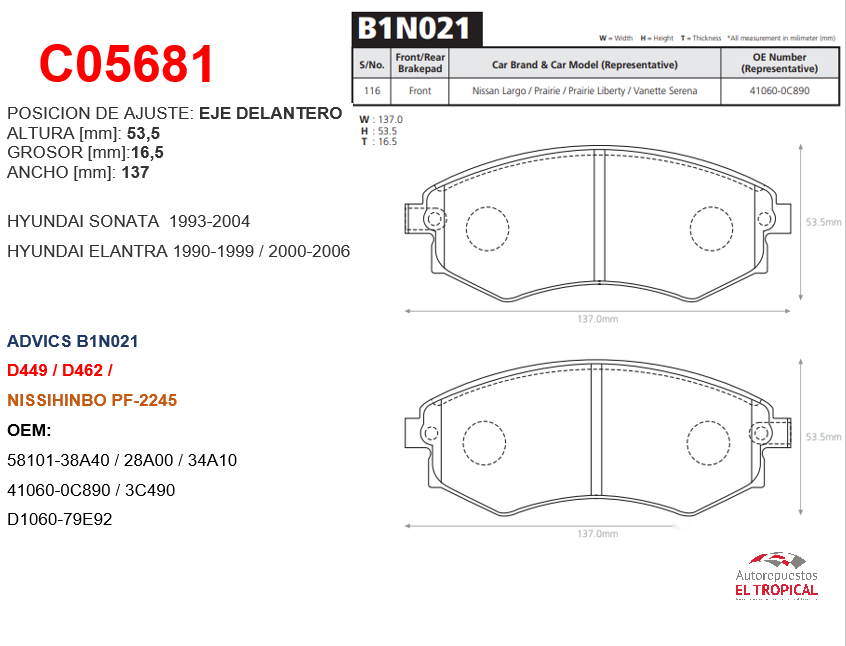 FIBRA DE DIS ELANT SONAT TIBURON B1N021 SP-1048