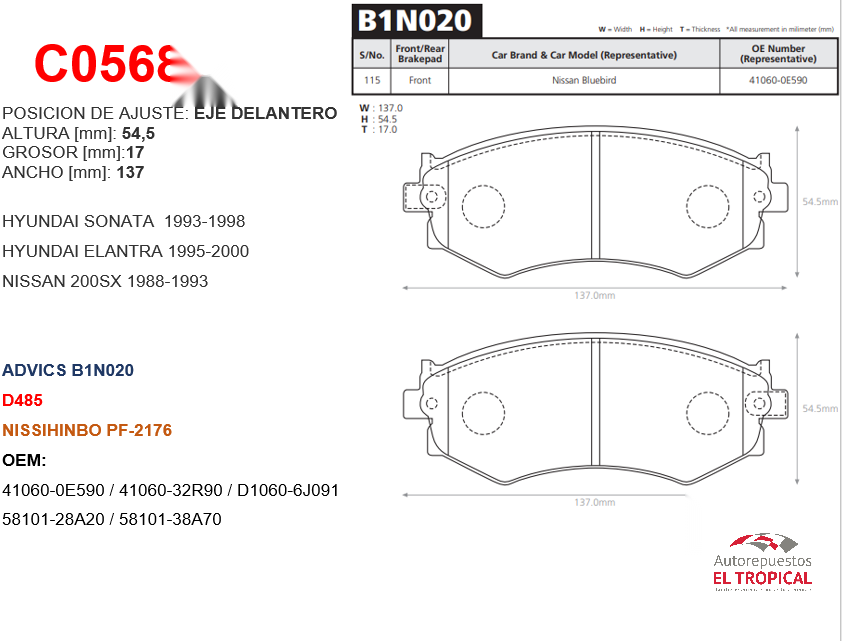 FIBRA DE D ELANT PRIMERA TIBURN SONAT B1N020