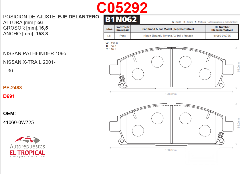 FIBRA DE DISCO PATHFINDER 95- /X-TRAIL