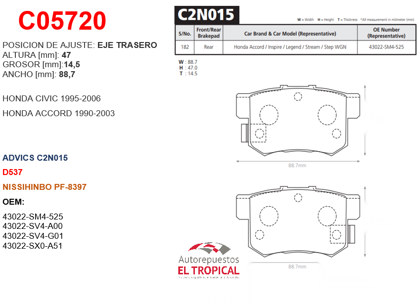 FIBRA DE DISCO CIVIC FD 1.8 05-/2.0TRAS
