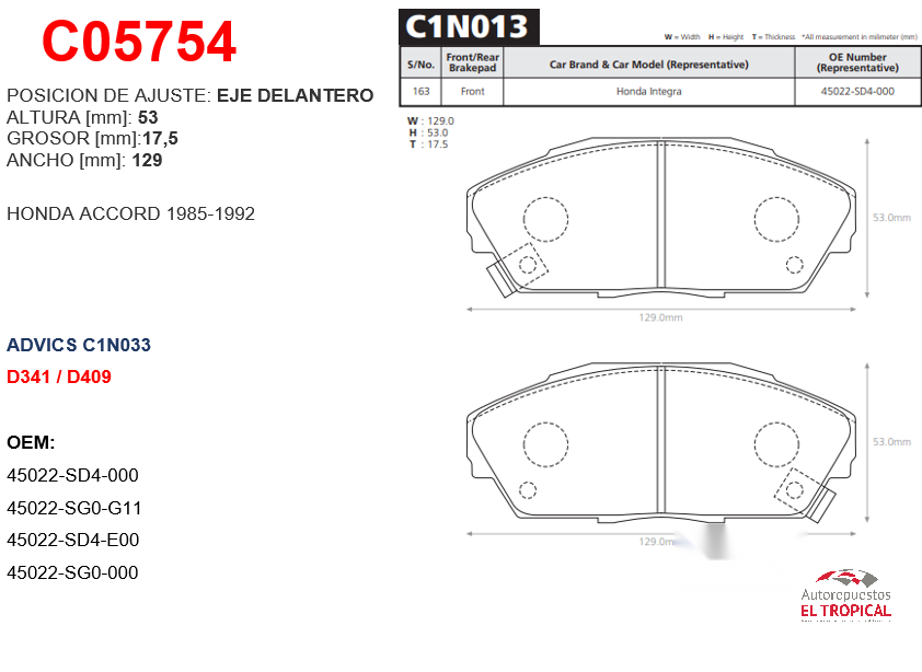 FIBRA DE DISCO D409 LEGEND 85-90