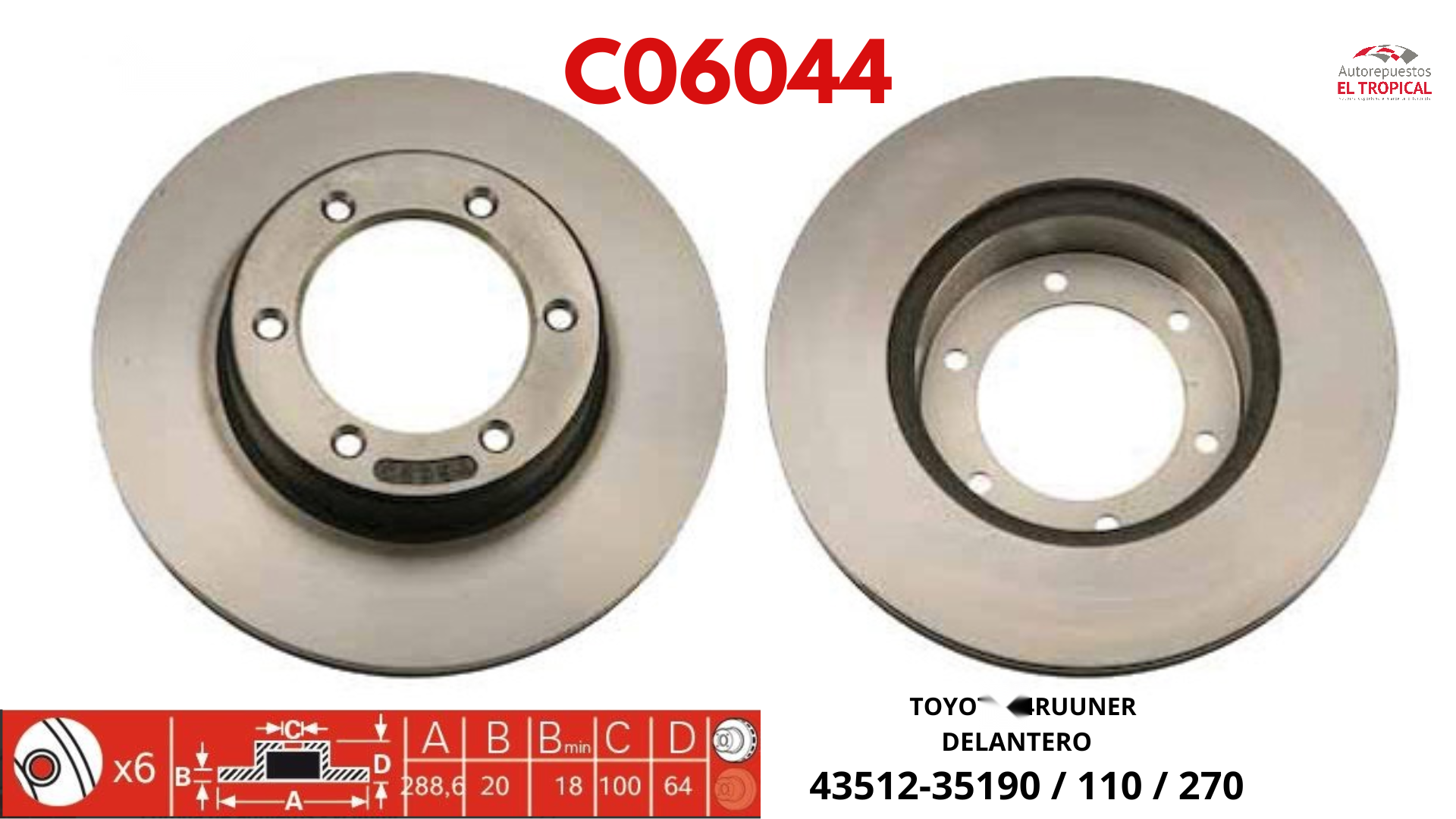 DISCO DE FRENO 4 RUNNER 91-95 (V) 43512-35190