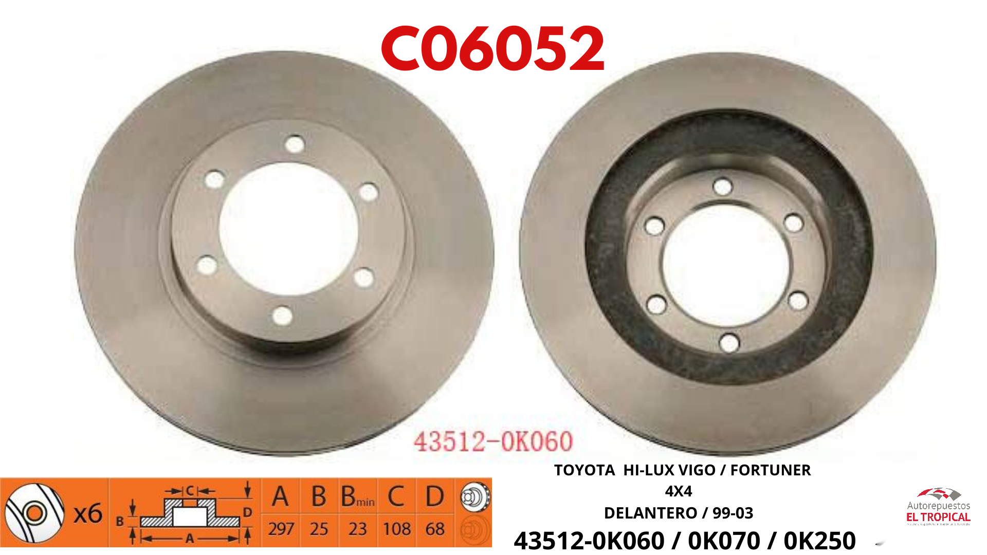 DISCO DE FRENO HILUX VIGO 4WD BRASIL Y TAILAND