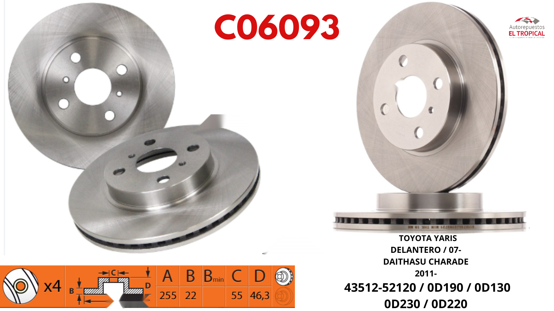 DISCO DE FRENO YARIS 07- 43512-52120