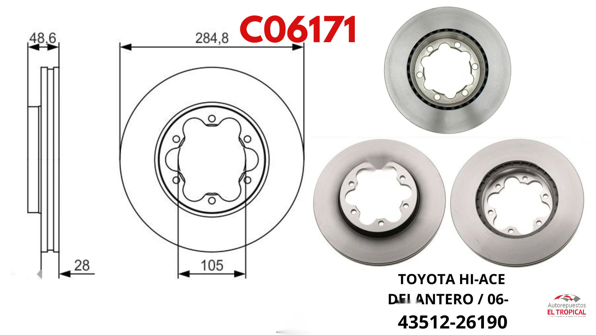 DISCO DE FRENO HIACE 06- 43512-26190