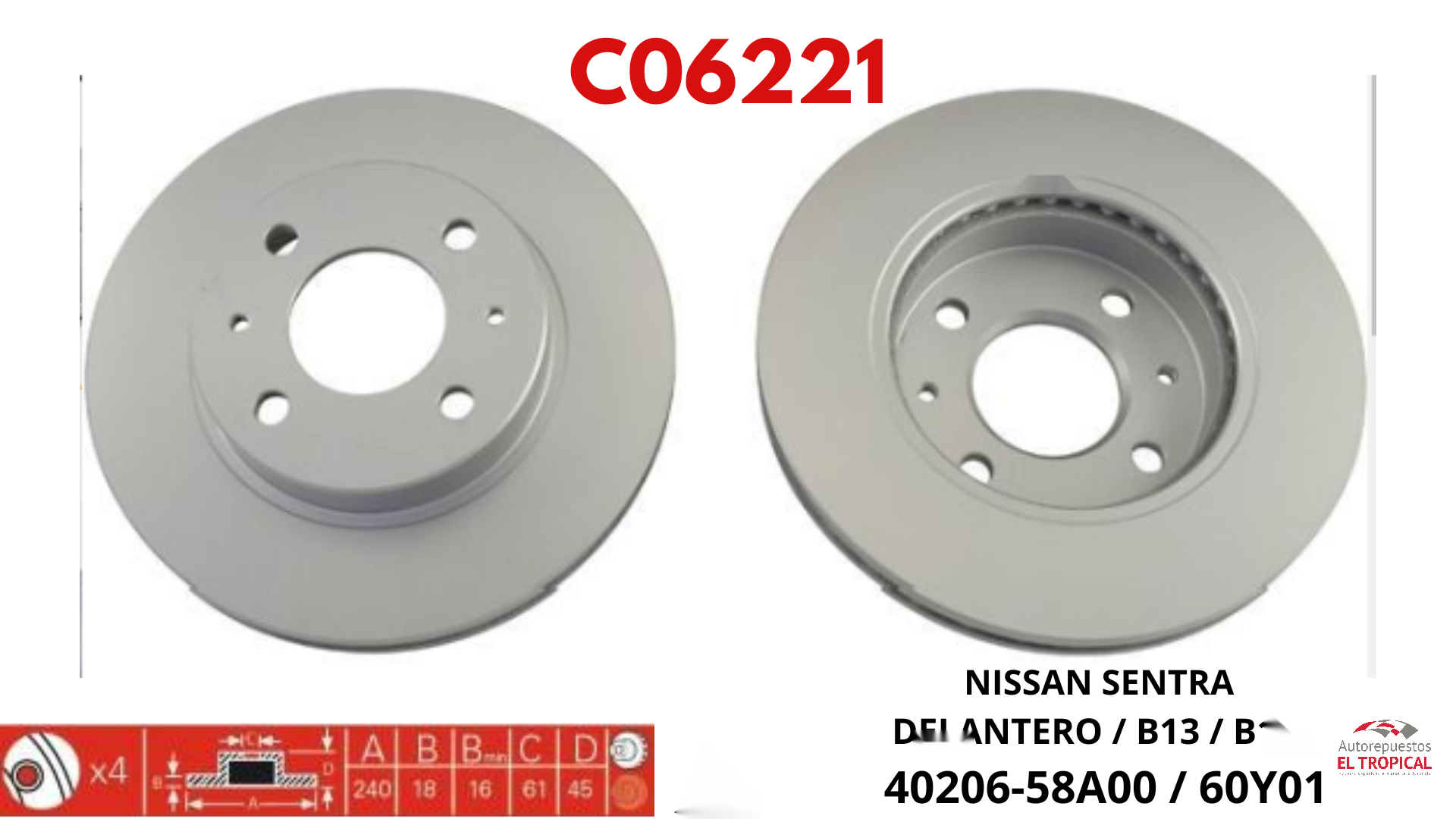 DISCO DE FRENO SENTRA B13/14  40206-58A00