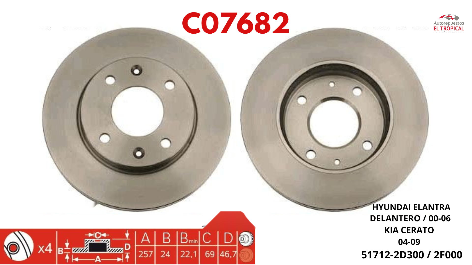 DISCO DE FRENO ELNATRA 00-  51712-2D300