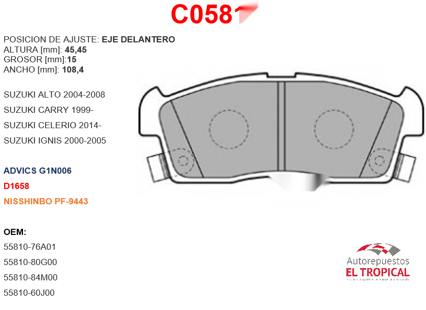 FIBRA DE DISCO D451 SWIFT 1.2/1.5 00- YRV 00-