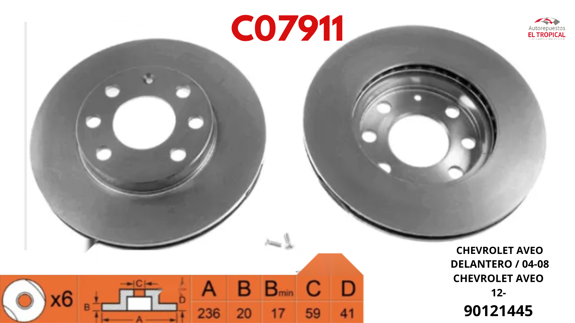 DISCO DE FRENO CHE AVEO 04-08 SPARK GO 12-,CARN