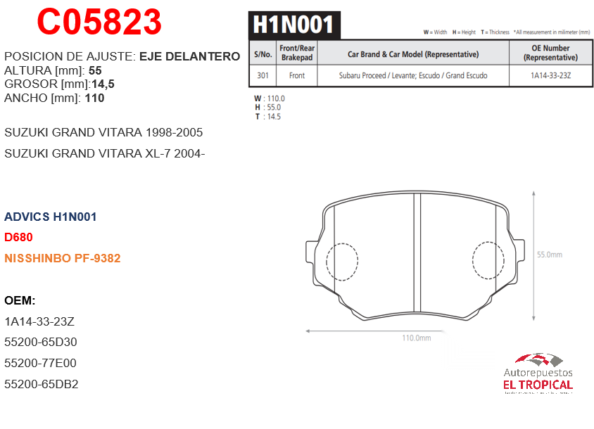 FIBRA DE DIS D680 SIDEKICK /2.0/2.5 96- PF-9
