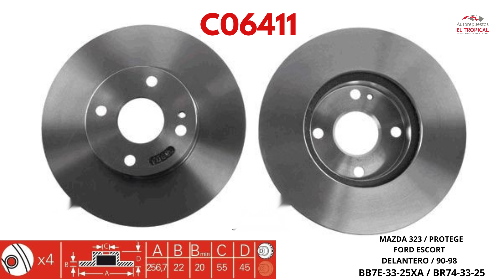 DISCO DE FRENO 323 PROTEGE SOHC 90-98 (V)