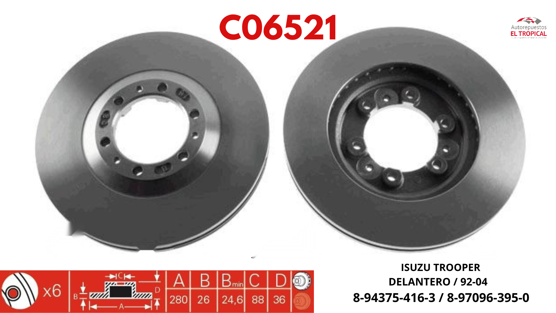 DISCO DE FRENO TROOPER DLNT C/ABS ATR 92-01 (V)