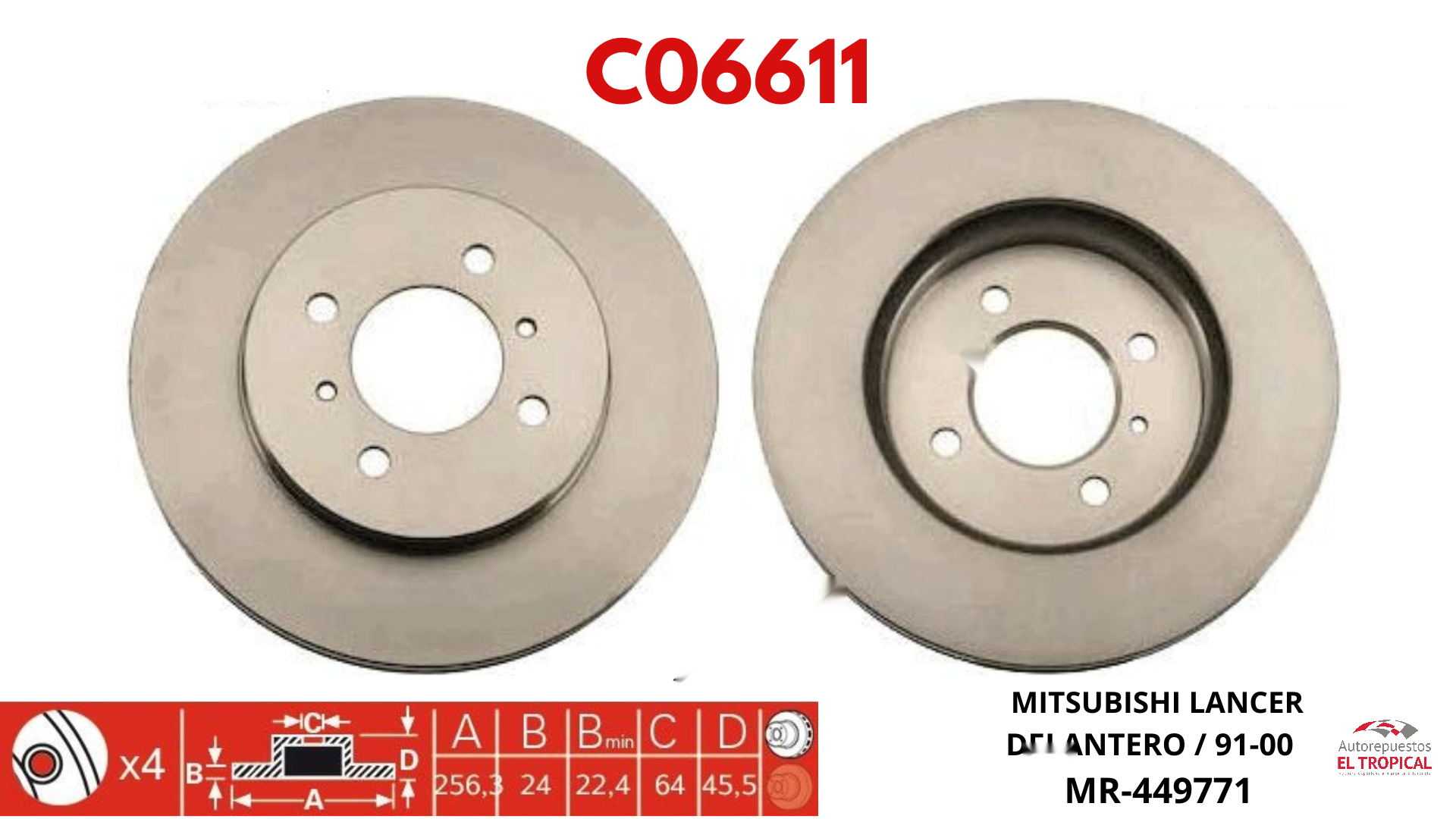 DISCO DE FRENO LANCER 00- 1.6 2.0 MR449771