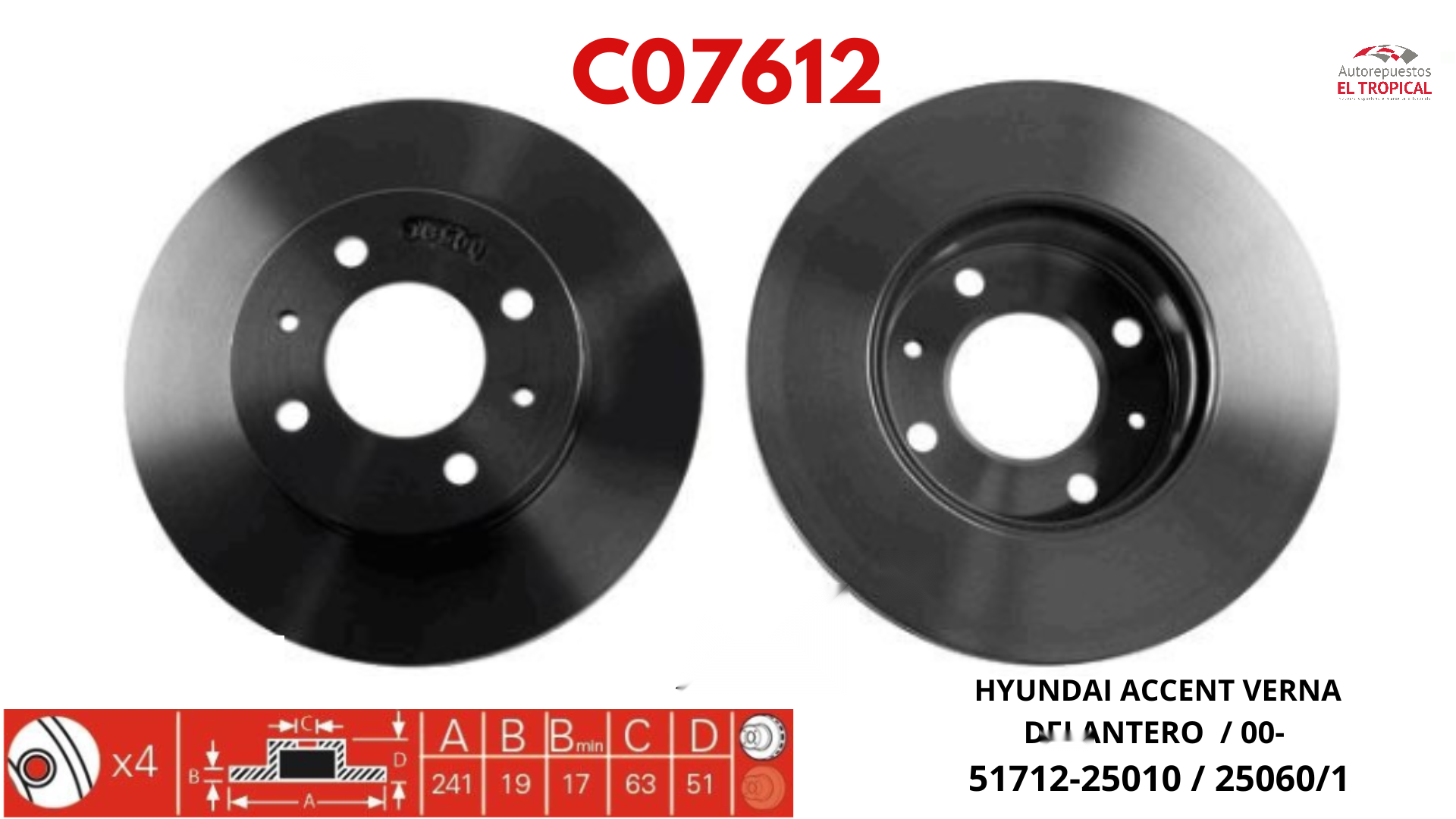 DISCO DE FRENO ACCENT VERNA 2000-  51712-25010