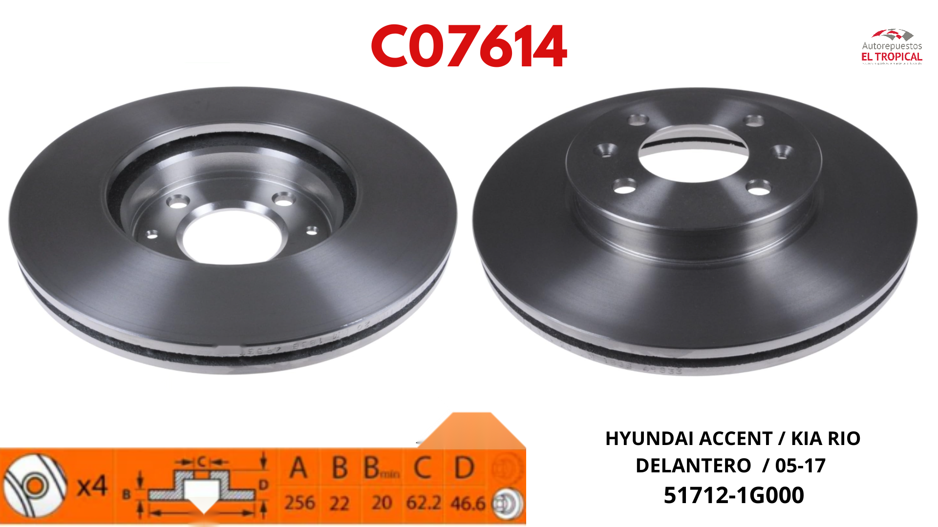 DISCO DE FRENO ACCENT 05-  51712-1G000
