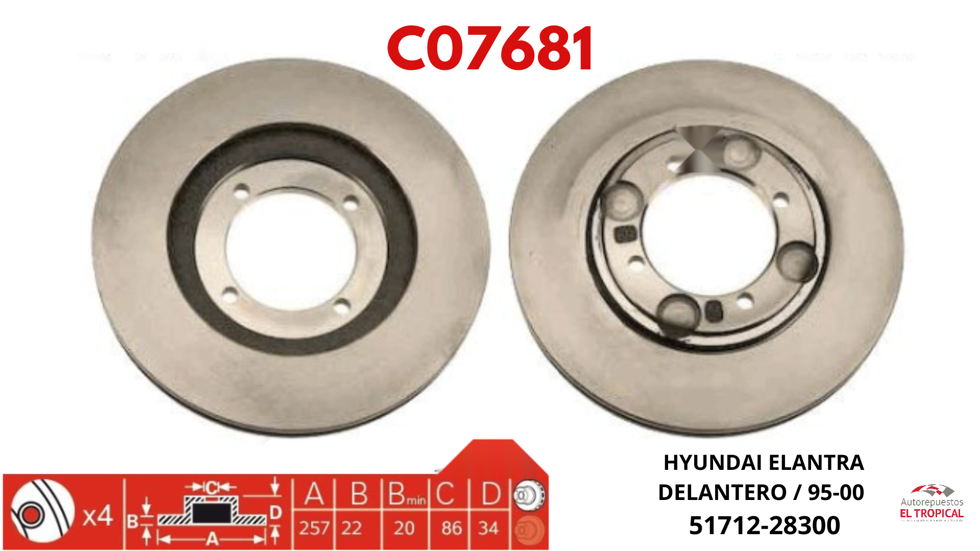 DISCO DE FRENO ELANTRA 98- 51712-28300