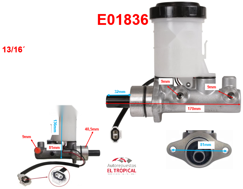BOMBA PRINCIPAL DE FRENOS .13/16" 51100-60A30 VITARA 88-98