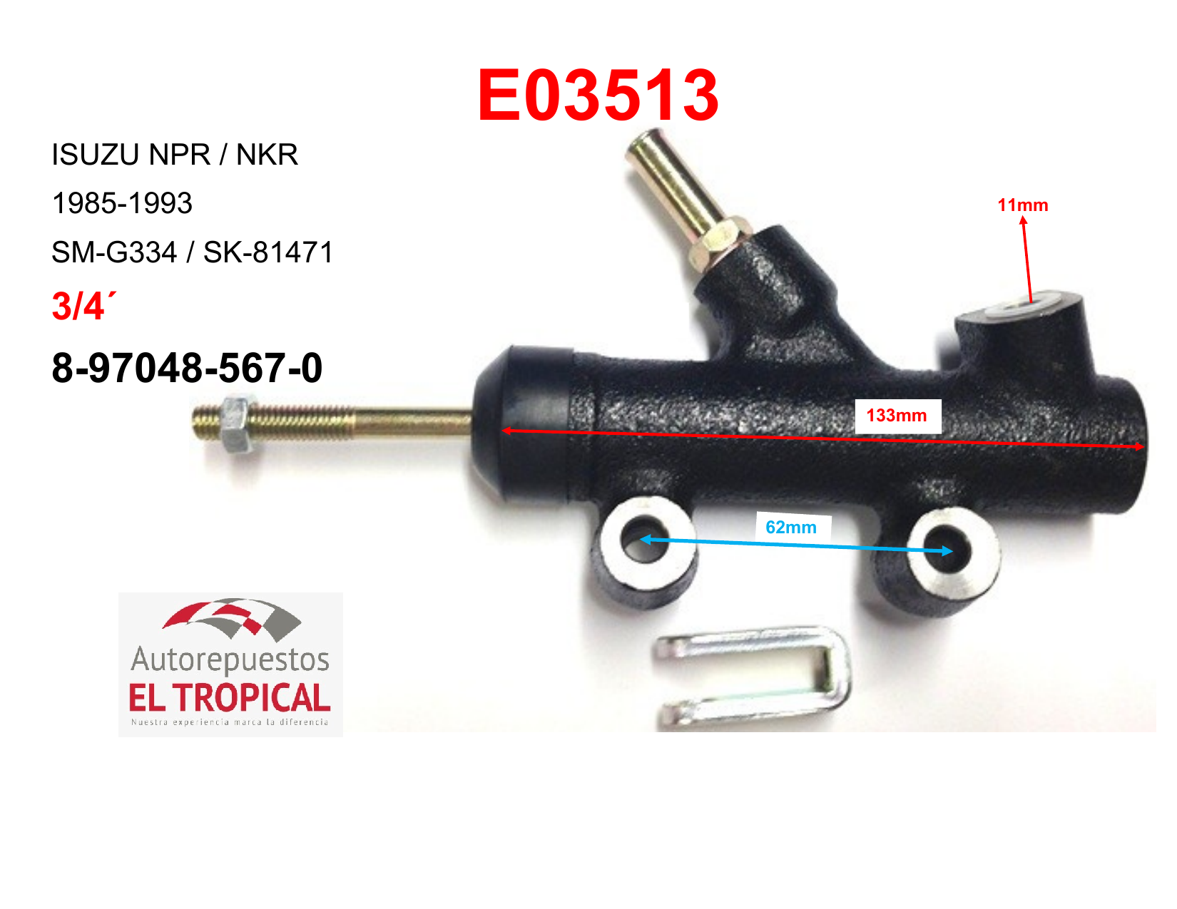 Bomba Principal De Clutch 3/4" 8-97048567-0 NKR/NPR 85-93
