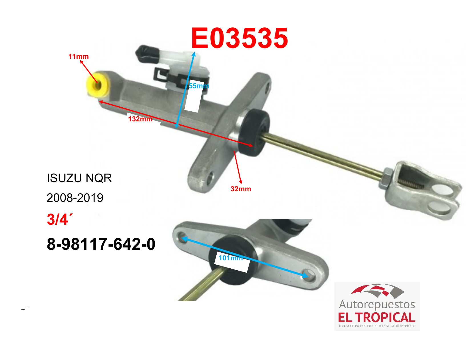 Bomba Principal De Clutch 8-98117-642-0 NQR75 4HK1 08-19