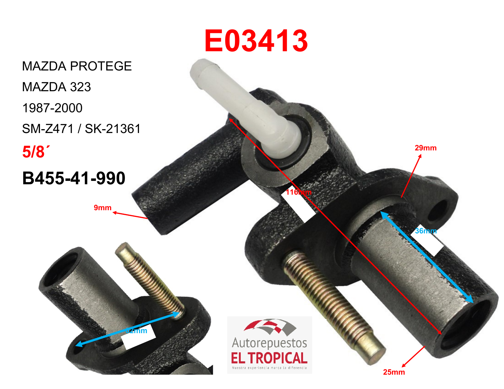 Bomba Principal De Clutch 5/8 B455-41-99B 323, Protege