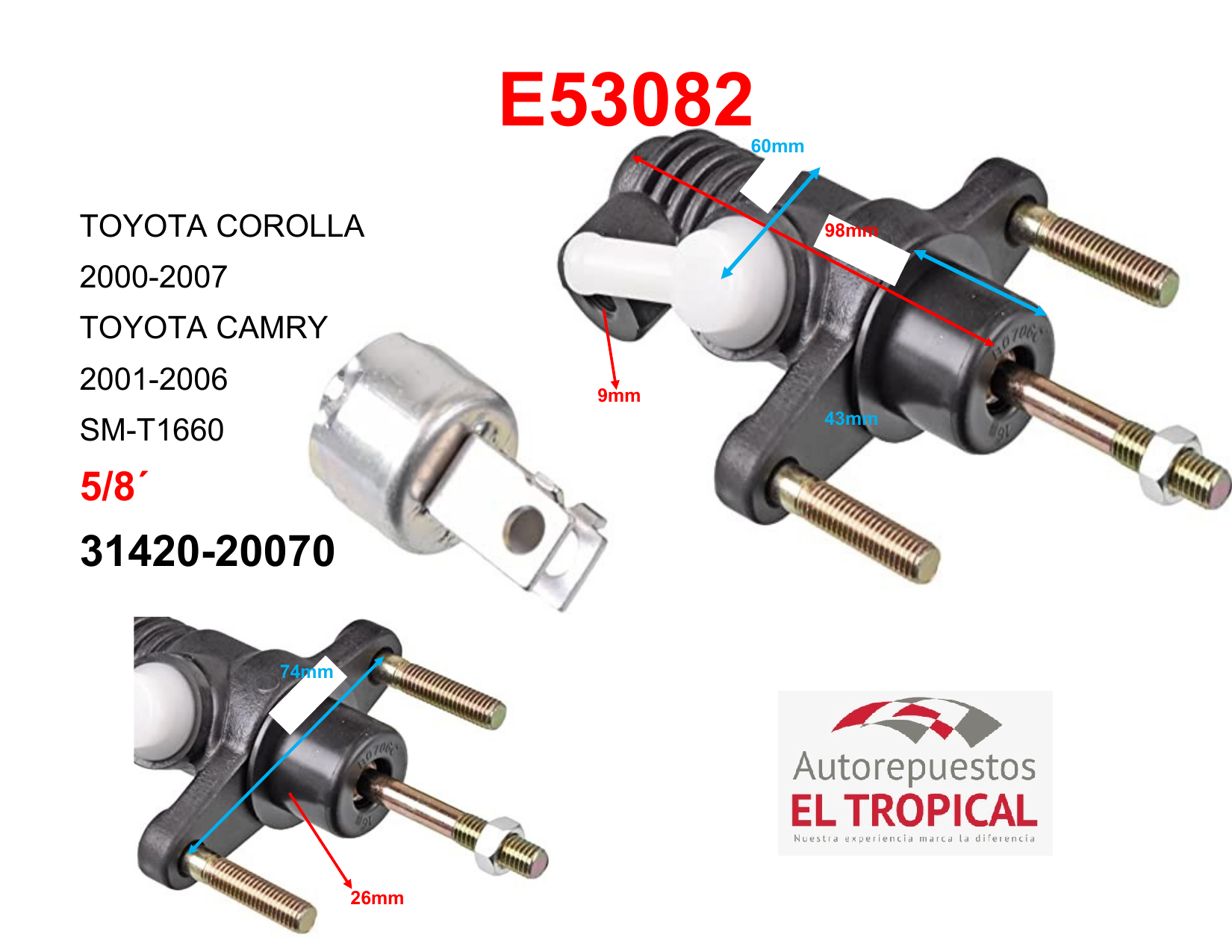 Bomba De Clutch Sanyco 5/8" 31420-12030 Corolla 2008 Diesel/Gasolina