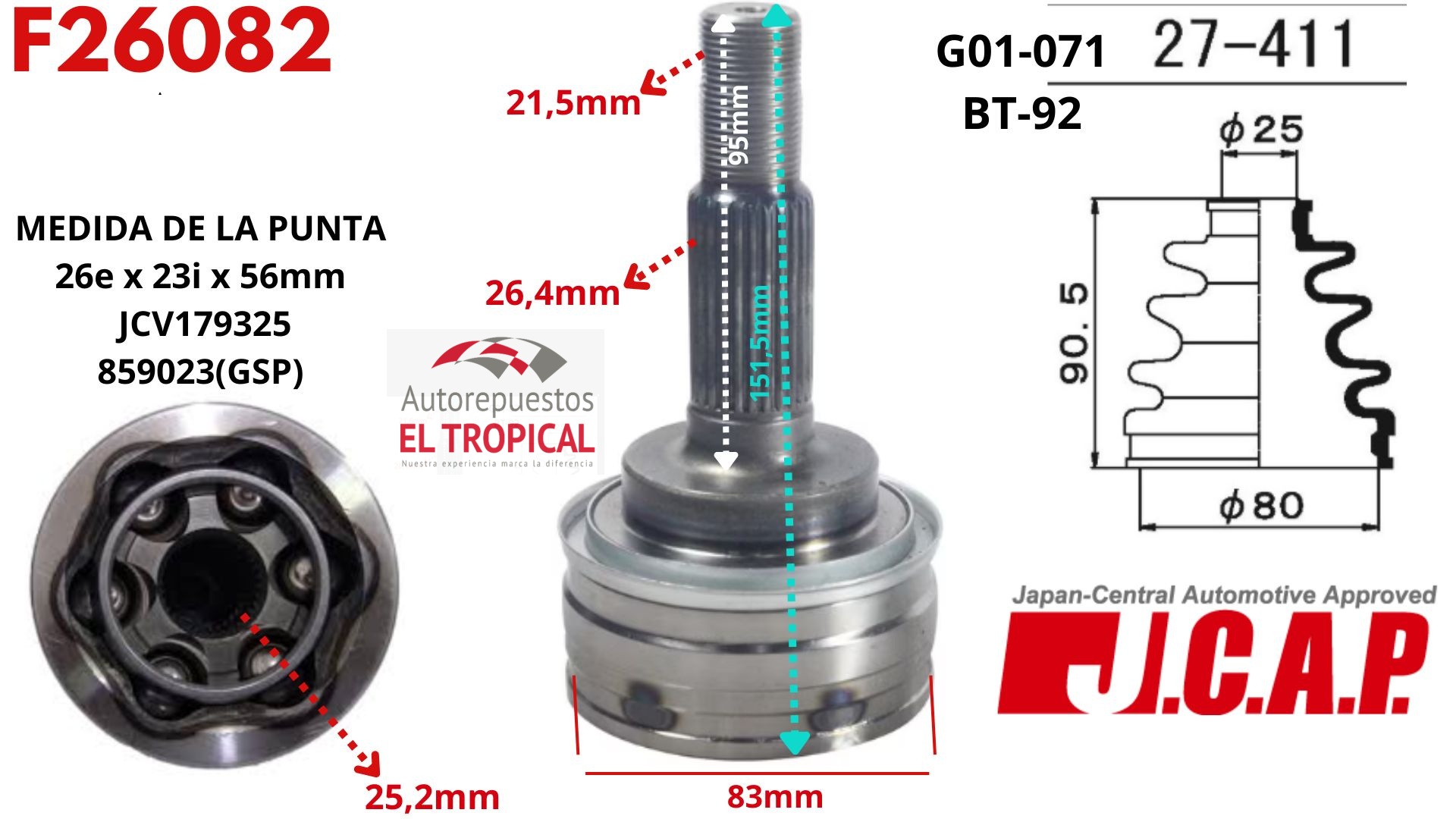 Punta de Eje N10022H0 TERCEL 4E,5E 91-99 C/ABS