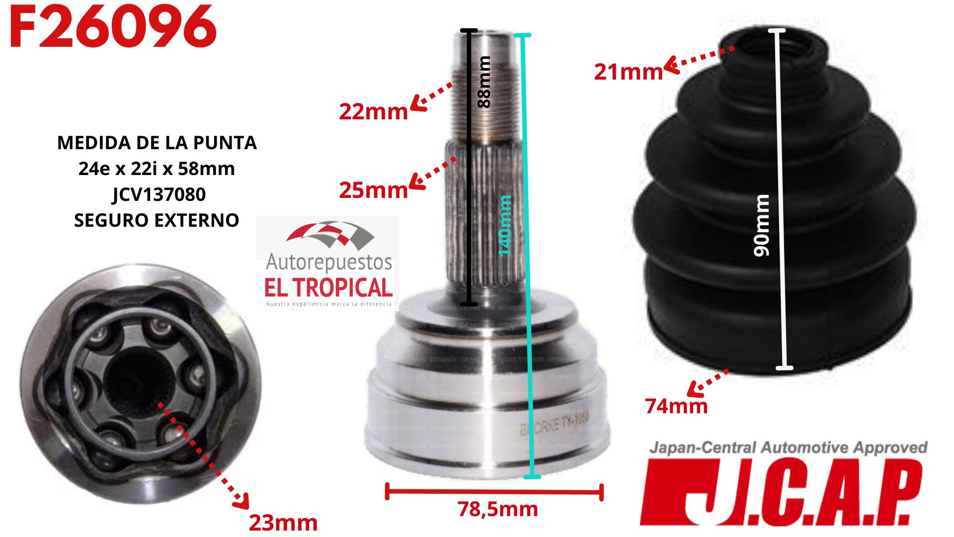 Punta de Eje N10022H0 YARIS 1.3 00- S/ABS