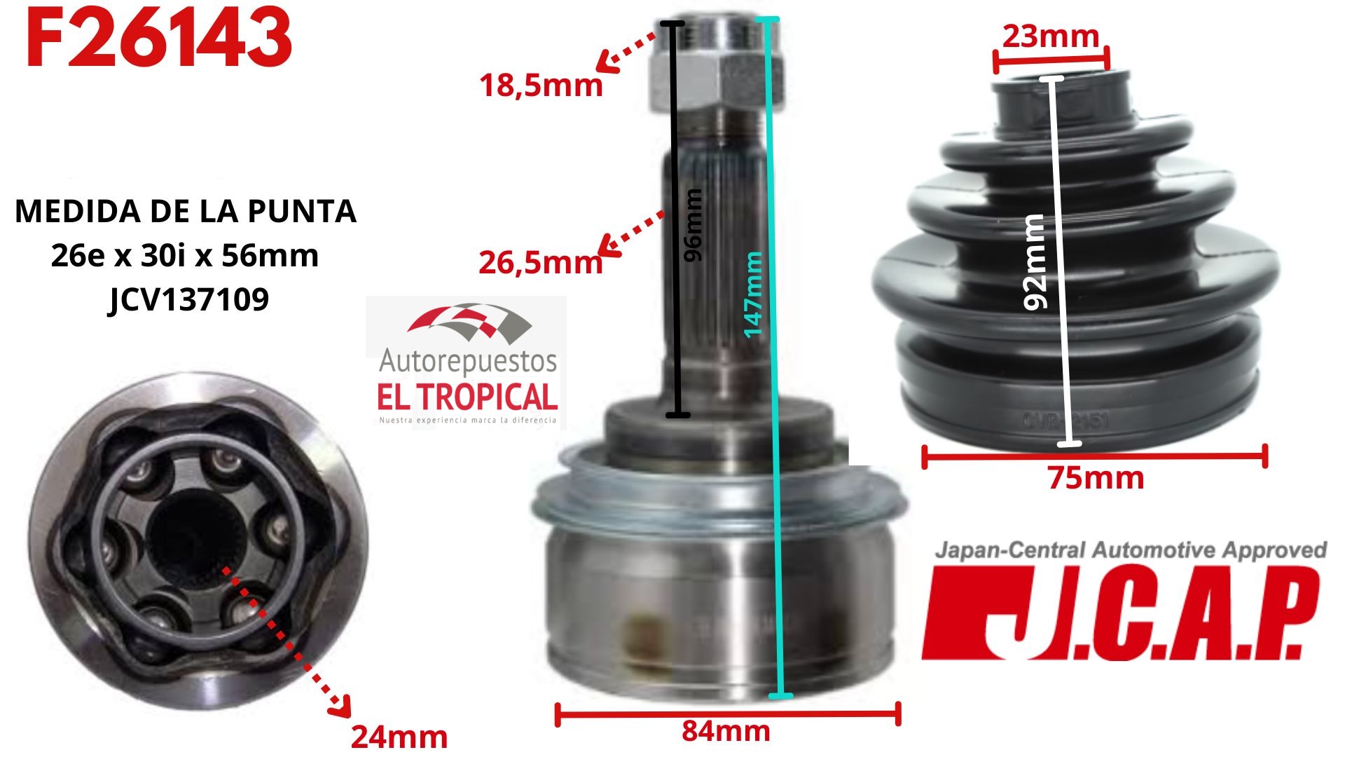 Punta de Eje   N10022H0 CAMRY 88-91, AT181 88-90