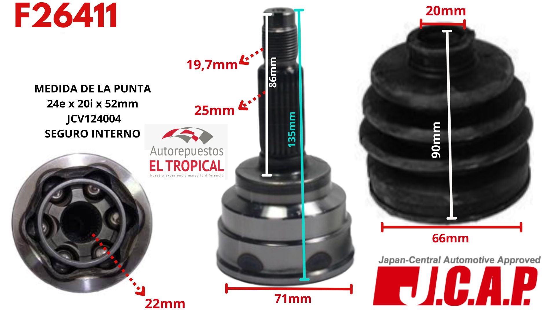 Punta de Eje N10022H0 PRIDE, B3 91-