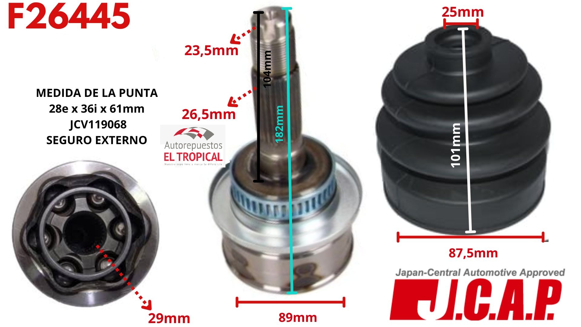 Punta de Eje N10022H0 BT50, RANGER 06- C/ABS